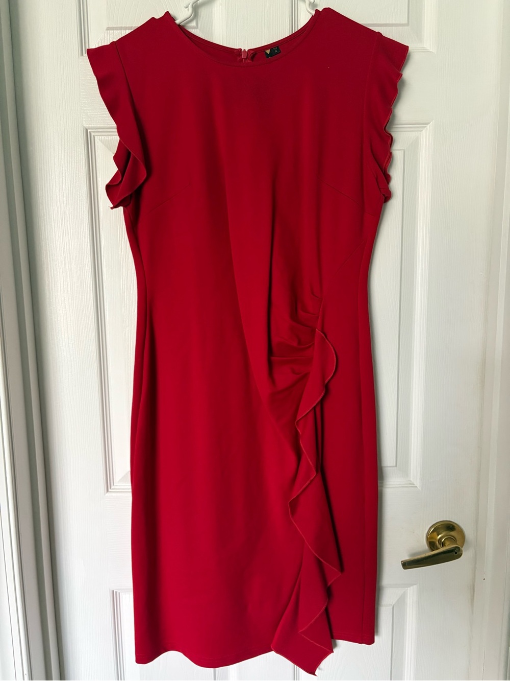 Miusol Red Ruffle-Accent Midi Dress